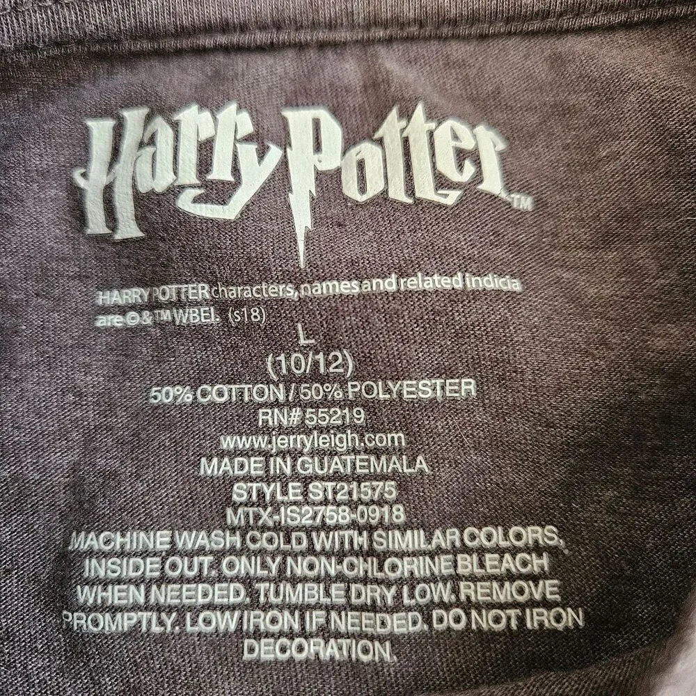 Harry Potter Deathly Hallows Shirt Youth Large 10-12 Gray Long Sleeve Tee